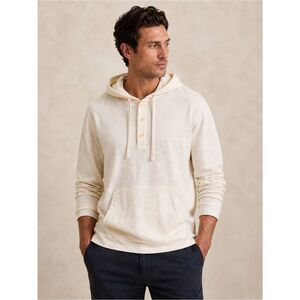Banana Republic Men's Hooded Henley Sweatshirt Cream NEW Medium Linen